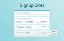 Signup Slots banner showing limited signup options and waitlist
